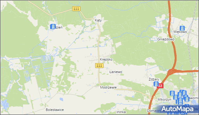 mapa Krępsko gmina Goleniów, Krępsko gmina Goleniów na mapie Targeo