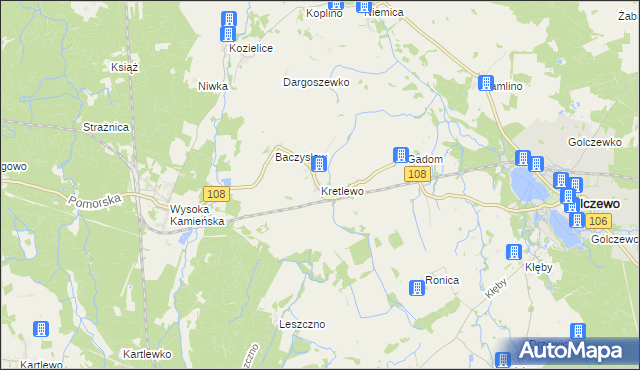 mapa Kretlewo, Kretlewo na mapie Targeo