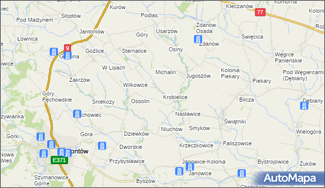 mapa Krobielice, Krobielice na mapie Targeo