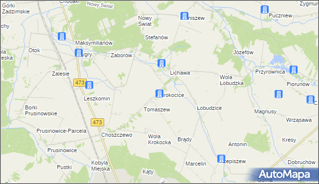 mapa Krokocice, Krokocice na mapie Targeo