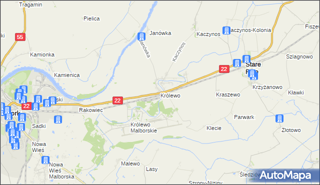 mapa Królewo gmina Stare Pole, Królewo gmina Stare Pole na mapie Targeo