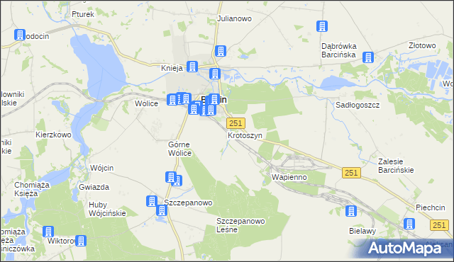 mapa Krotoszyn gmina Barcin, Krotoszyn gmina Barcin na mapie Targeo