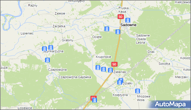 mapa Krupińskie, Krupińskie na mapie Targeo