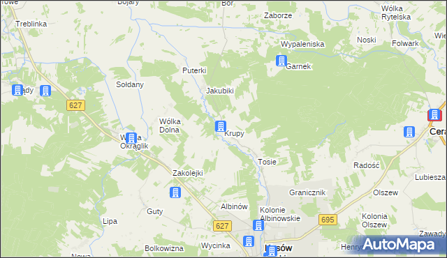 mapa Krupy gmina Kosów Lacki, Krupy gmina Kosów Lacki na mapie Targeo