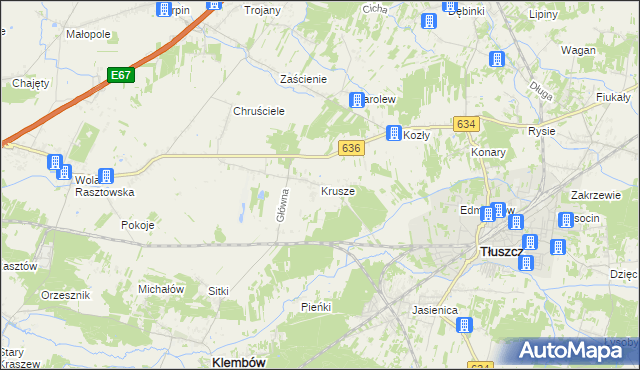 mapa Krusze gmina Klembów, Krusze gmina Klembów na mapie Targeo