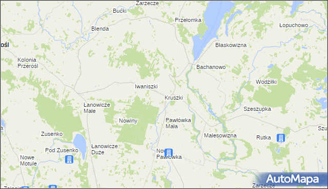 mapa Kruszki gmina Przerośl, Kruszki gmina Przerośl na mapie Targeo