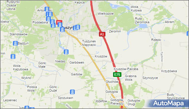 mapa Kruszów, Kruszów na mapie Targeo