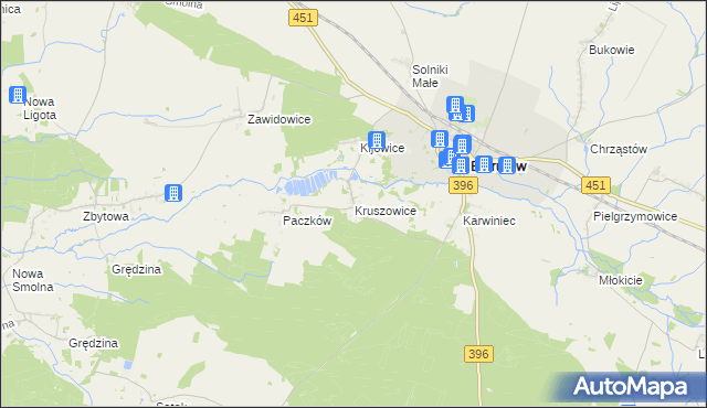 mapa Kruszowice, Kruszowice na mapie Targeo