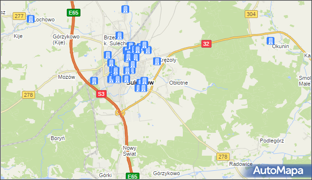 mapa Kruszyna gmina Sulechów, Kruszyna gmina Sulechów na mapie Targeo