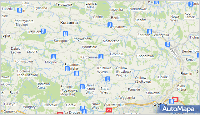 mapa Krużlowa Niżna, Krużlowa Niżna na mapie Targeo