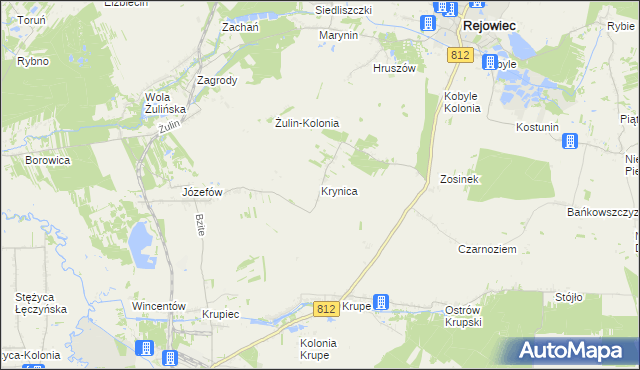 mapa Krynica gmina Krasnystaw, Krynica gmina Krasnystaw na mapie Targeo