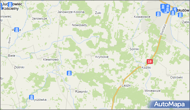 mapa Krynickie, Krynickie na mapie Targeo