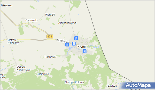 mapa Krynki powiat sokólski, Krynki powiat sokólski na mapie Targeo