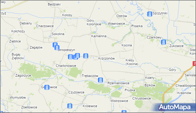 mapa Krzczonów gmina Opatowiec, Krzczonów gmina Opatowiec na mapie Targeo