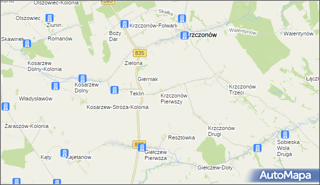 mapa Krzczonów Pierwszy, Krzczonów Pierwszy na mapie Targeo