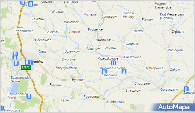 mapa Krzeczkowice, Krzeczkowice na mapie Targeo