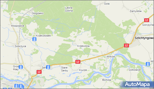 mapa Krzekotów, Krzekotów na mapie Targeo