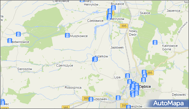 mapa Krzelków, Krzelków na mapie Targeo