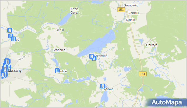 mapa Krzemień gmina Dobrzany, Krzemień gmina Dobrzany na mapie Targeo