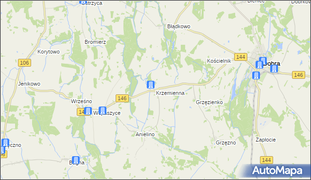 mapa Krzemienna gmina Dobra, Krzemienna gmina Dobra na mapie Targeo