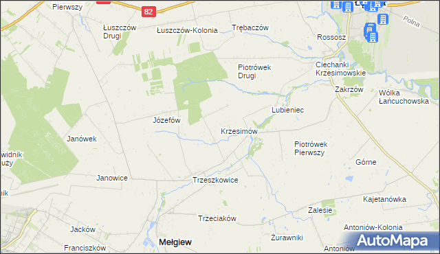 mapa Krzesimów, Krzesimów na mapie Targeo