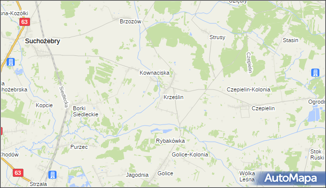 mapa Krześlin, Krześlin na mapie Targeo