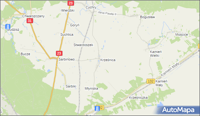 mapa Krześnica, Krześnica na mapie Targeo