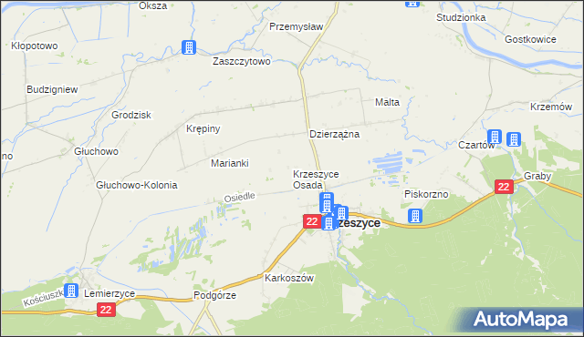 mapa Krzeszyce Osada, Krzeszyce Osada na mapie Targeo