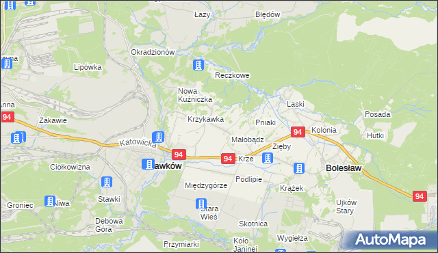 mapa Krzykawa, Krzykawa na mapie Targeo