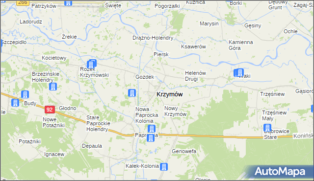 mapa Krzymów powiat koniński, Krzymów powiat koniński na mapie Targeo