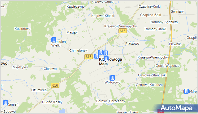 mapa Krzynowłoga Mała, Krzynowłoga Mała na mapie Targeo