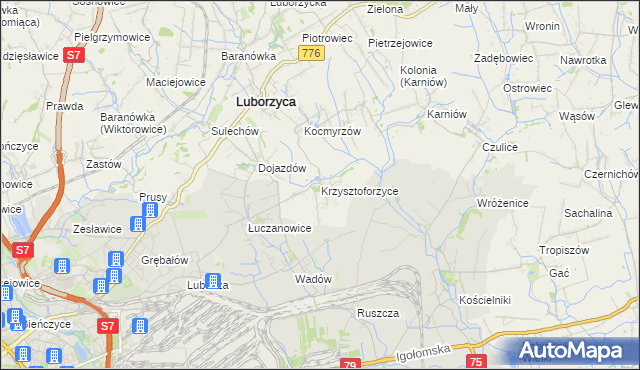 mapa Krzysztoforzyce, Krzysztoforzyce na mapie Targeo