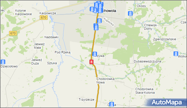 mapa Krzywa gmina Suchowola, Krzywa gmina Suchowola na mapie Targeo