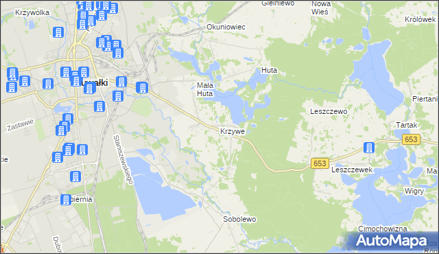 mapa Krzywe gmina Suwałki, Krzywe gmina Suwałki na mapie Targeo