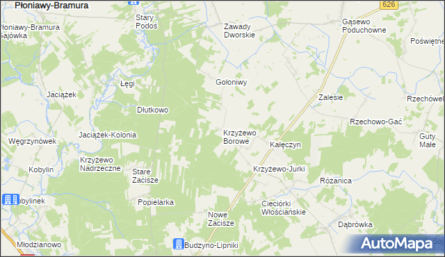 mapa Krzyżewo Borowe, Krzyżewo Borowe na mapie Targeo