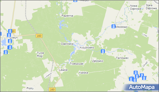 mapa Krzyżkówko, Krzyżkówko na mapie Targeo