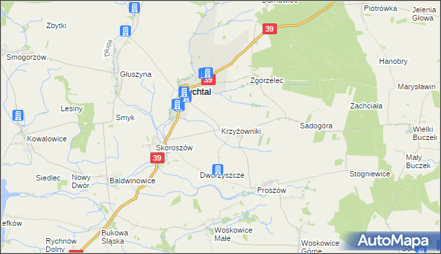 mapa Krzyżowniki gmina Rychtal, Krzyżowniki gmina Rychtal na mapie Targeo