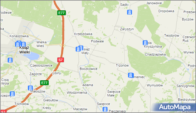 mapa Książ Mały-Kolonia, Książ Mały-Kolonia na mapie Targeo