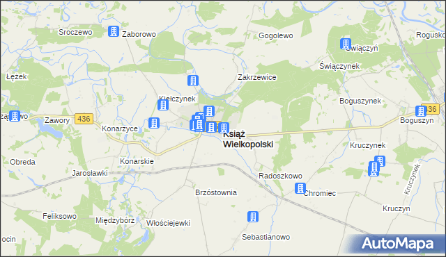mapa Książ Wielkopolski, Książ Wielkopolski na mapie Targeo