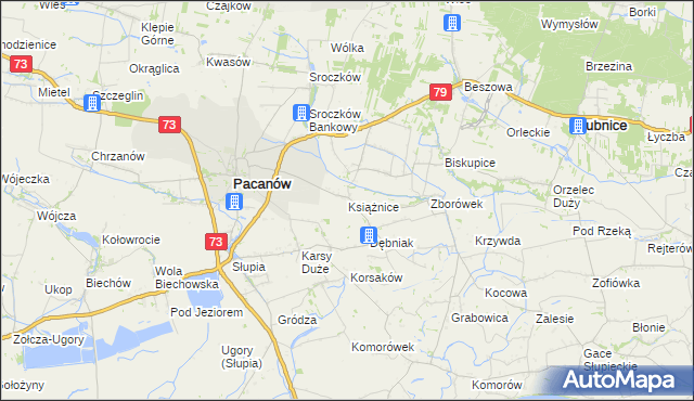 mapa Książnice gmina Pacanów, Książnice gmina Pacanów na mapie Targeo