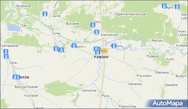 mapa Księżpol, Księżpol na mapie Targeo