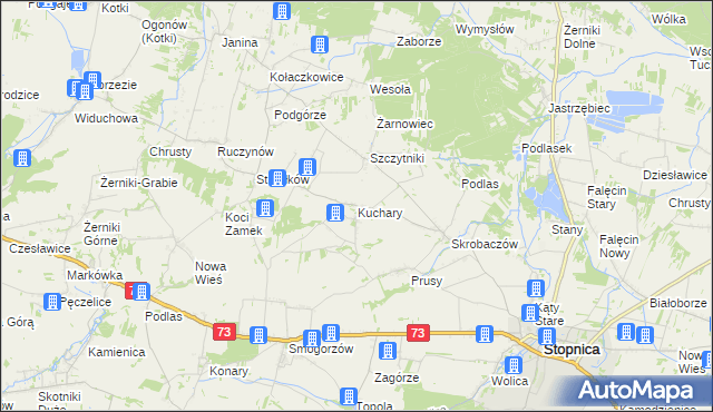 mapa Kuchary gmina Stopnica, Kuchary gmina Stopnica na mapie Targeo