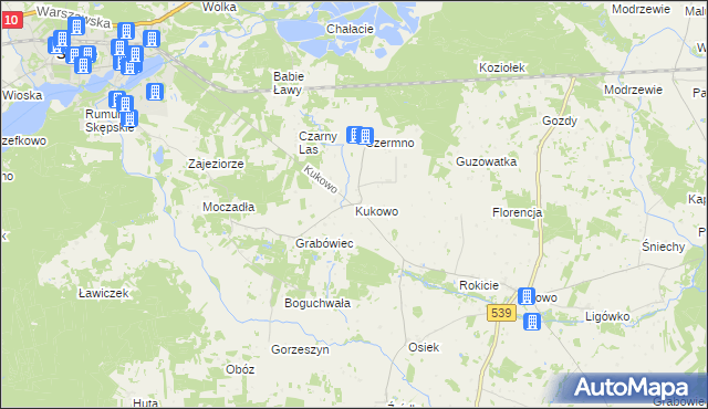 mapa Kukowo gmina Skępe, Kukowo gmina Skępe na mapie Targeo