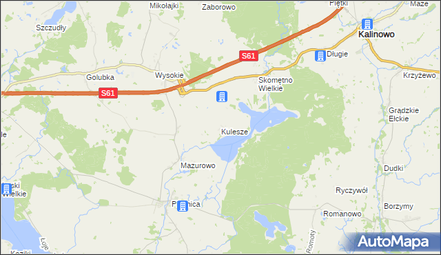 mapa Kulesze gmina Kalinowo, Kulesze gmina Kalinowo na mapie Targeo