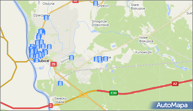 mapa Kunowice, Kunowice na mapie Targeo