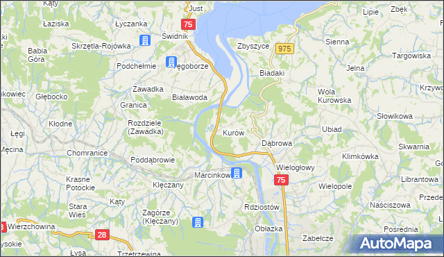 mapa Kurów gmina Chełmiec, Kurów gmina Chełmiec na mapie Targeo