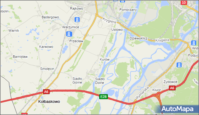 mapa Kurów gmina Kołbaskowo, Kurów gmina Kołbaskowo na mapie Targeo