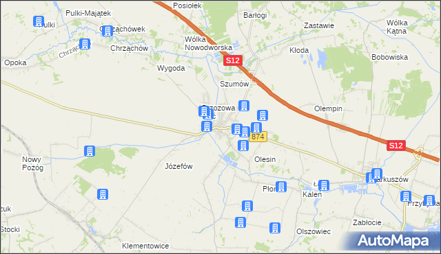 mapa Kurów powiat puławski, Kurów powiat puławski na mapie Targeo