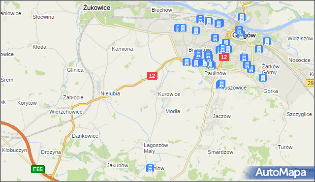 mapa Kurowice gmina Jerzmanowa, Kurowice gmina Jerzmanowa na mapie Targeo
