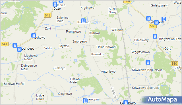mapa Kurówko gmina Gozdowo, Kurówko gmina Gozdowo na mapie Targeo